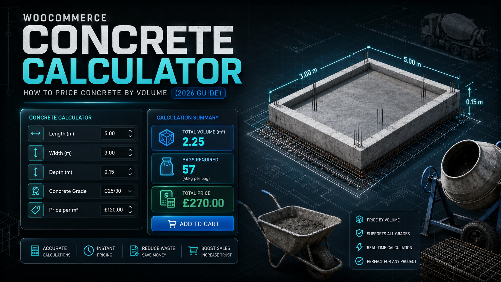 WooCommerce Concrete Calculator: How to Price Concrete by Volume (2026 Guide)