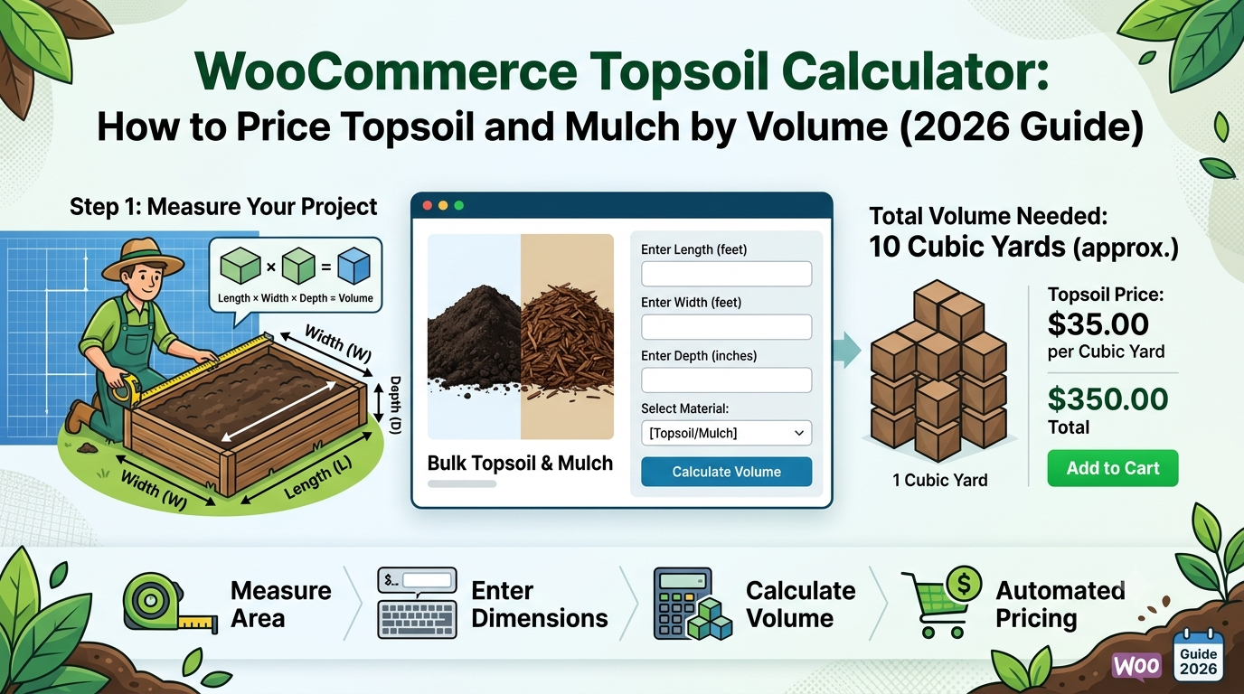 WooCommerce Topsoil Calculator: How to Price Topsoil and Mulch by Volume (2026 Guide)